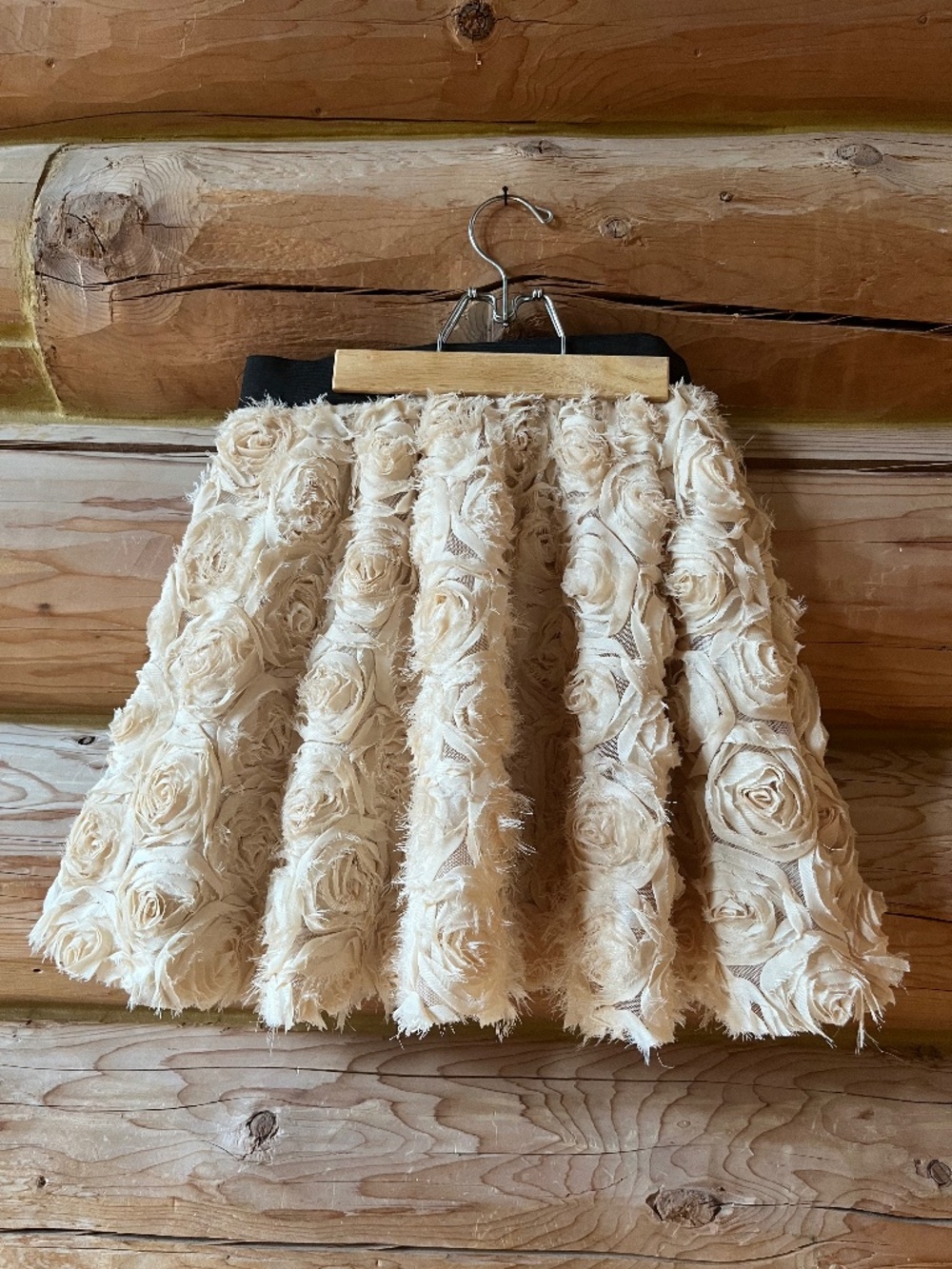 Free People Peach Sheer Rosette Circle Skirt Small